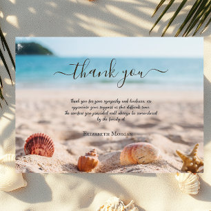 Carte De Remerciements Coquillages de Plage Photo Célébration de la Vie