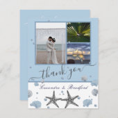 Carte De Remerciements Coquilles d'étoiles de mer grises bleues poussiére (Devant / Derrière)