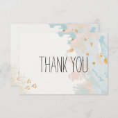 Carte De Remerciements Corail bleu Abstrait (Devant / Derrière)