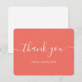 Carte De Remerciements Coral Elegant Script Wedding shower Anniversaire (Devant / Derrière)