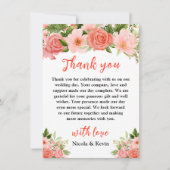 Carte De Remerciements Coral Red Roses with Foliage (Devant)