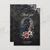 Carte De Remerciements Corbeau noir (Devant / Derrière)