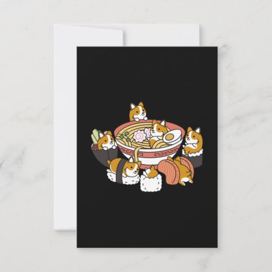 Carte De Remerciements Corgi Ramen Sushi (Devant)