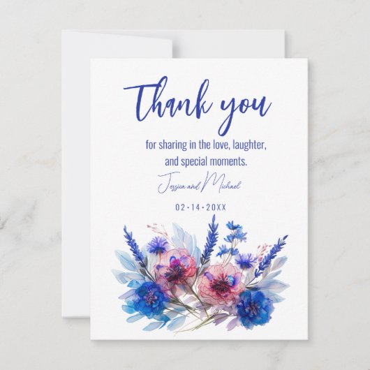 Carte De Remerciements 💍 Cornflowers et Lavender Bliss (Devant)