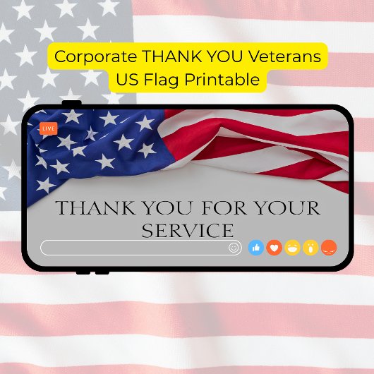 Carte De Remerciements Corporate THANK YOU Veterans US Flag Printable