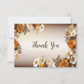 Carte De Remerciements Cortège de mariage orange doré fleurs blanches rus (Devant)