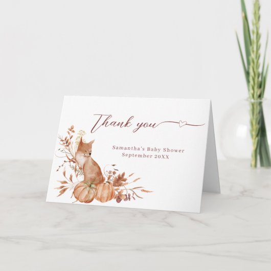 Carte De Remerciements Cosy Fall Neutral Fox Citrouille Gratitude Card (Devant)