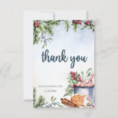 Carte De Remerciements Cosy Hot Cocoa hiver Mariage neigeux (Devant)