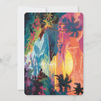 Carte De Remerciements Côte tropicale au coucher du soleil