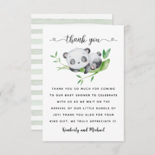 Carte De Remerciements Couchage Panda aquarelle Anniversaire   BABY SHOWE