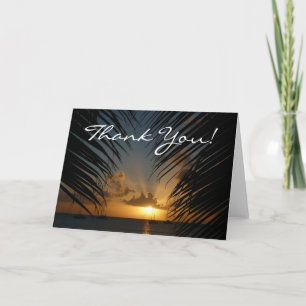 Carte De Remerciements Coucher de soleil à travers les frondes de palmier