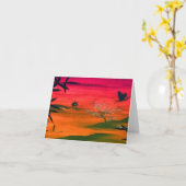 CARTE DE REMERCIEMENTS COUCHER DE SOLEIL ART JAPON (Fleur jaune)