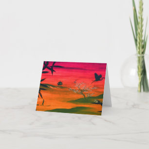 CARTE DE REMERCIEMENTS COUCHER DE SOLEIL ART JAPON