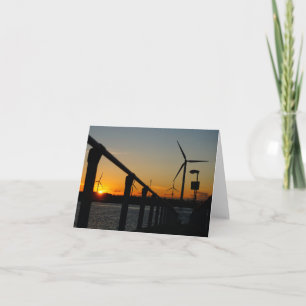 Carte De Remerciements Coucher de soleil avec moulin à vent, détente rela