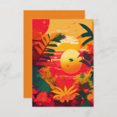Carte De Remerciements Coucher de soleil de Reggae de l'île tropicale (Devant / Derrière)