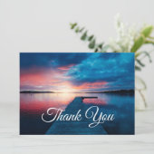 Carte De Remerciements Coucher de soleil magnifique sur un lac calme (Debout devant)