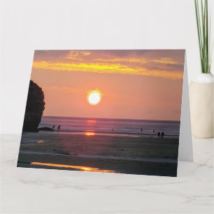 Carte De Remerciements Coucher de soleil, plage de Perranporth, Cornouail