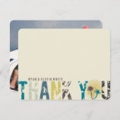 Carte De Remerciements Coucher de soleil tropical Palmiers Photo Mariage (Devant / Derrière)