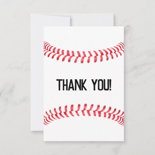 Carte De Remerciements Couches rouges de la partie de baseball Texte pers (Devant)