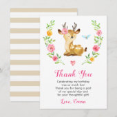 Carte De Remerciements Couleur de la fête d'anniversaire de la petite fil (Devant / Derrière)