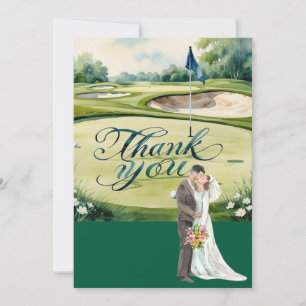 Carte De Remerciements Couleur d'eau du parcours de golf de la mariée et