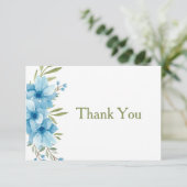 Carte De Remerciements Couleur d'eau florale bleue (Debout devant)
