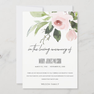 CARTE DE REMERCIEMENTS COULEUR D'EAU ROSE ROSE ROSE ROSE ROSE BLANC SYMPA