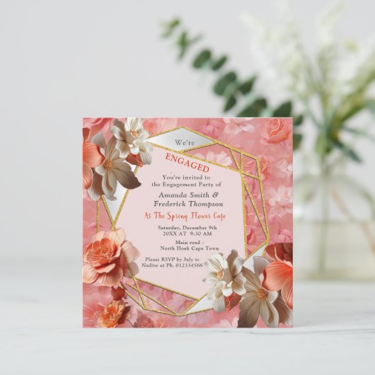 Carte De Remerciements Couleur douce 2024 des fleurs Peach Fuzz (Debout devant)