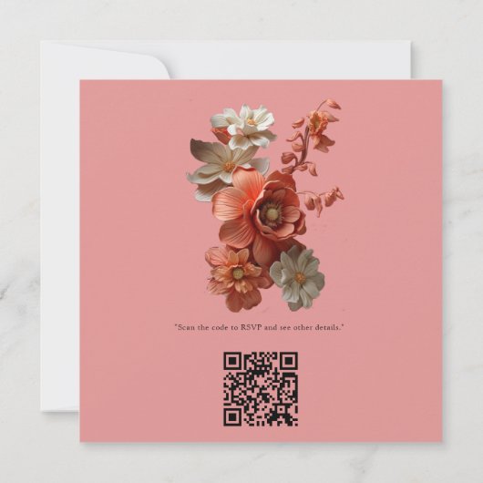 Carte De Remerciements Couleur douce 2024 des fleurs Peach Fuzz (Dos)