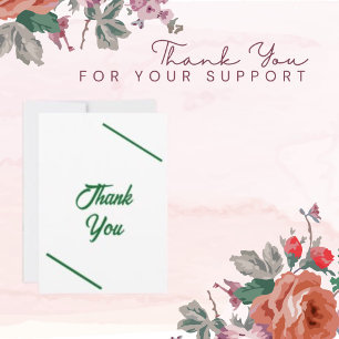 Carte De Remerciements Couleur tendance Texte blanc clair et vert personn