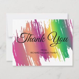 Carte De Remerciements Couleurs de l'arc-en-ciel Pinceau Mariage Remercie