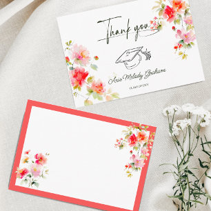 Carte De Remerciements Couleurs Vives Rose Orange Remise des diplômes