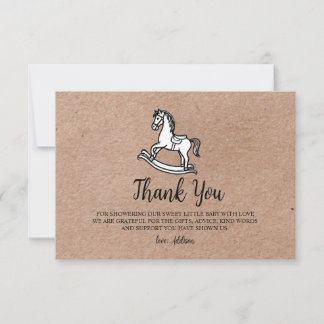 Carte De Remerciements Country Rocking Horse Baby Shower Thank You Card 