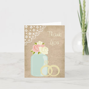 Carte De Remerciements Country Rustic Burlap Lace Mason Jar Thank You