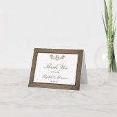 Carte De Remerciements Country Rustic Monogramme Branche & Mariage Burlap (Devant)