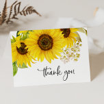 Carte De Remerciements Country Sunflower<br><div class="desc">This country sunflower wedding thank you card est perfect pour a rustic wedding. The classic modernisent les objets de design beautiful bright yellow watercolor wildflowers with a vintage outdoor summer or fall theme. Personalize the inside of the card with your names, and a thank you message. Alternatively, leave the thanyou...</div>