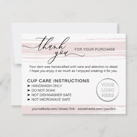 Carte De Remerciements Coupe de tondeuse rose Instructions Soin (Devant)