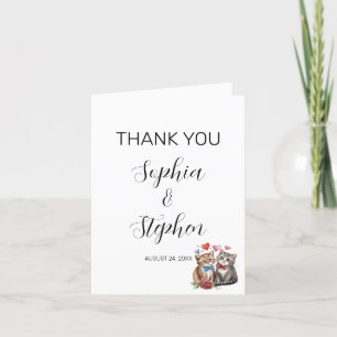 Carte De Remerciements Couple de chats amoureux