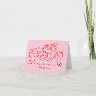 Carte De Remerciements couple de cœur dessiné à la main mariage fantaisis