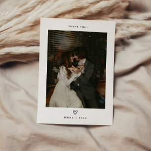 Carte De Remerciements Couple de mariage cœur minimaliste moderne