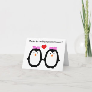 Carte De Remerciements Couples de pingouin deux mercis de fiançailles de