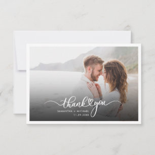 Carte De Remerciements Couples Lettrés à la main Mariage Photo moderne