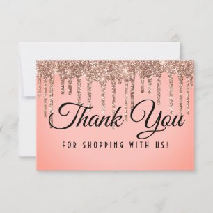 Carte De Remerciements Coupon Rose Gold Parties scintillant de luxe