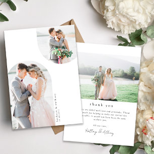 Carte De Remerciements Courbe d'arc minimale Mariage multiphoto