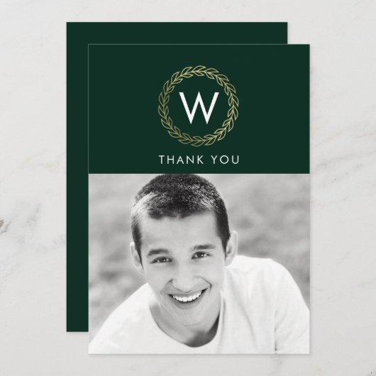 Carte De Remerciements Couronne Classique MODIFIABLE COULEUR Photo (Devant / Derrière)