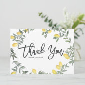 Carte De Remerciements Couronne de citron à l'aquarelle Boho Été (Debout devant)