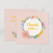 Carte De Remerciements Couronne de fleurs sauvages à l'aquarelle pour un  (Devant / Derrière)