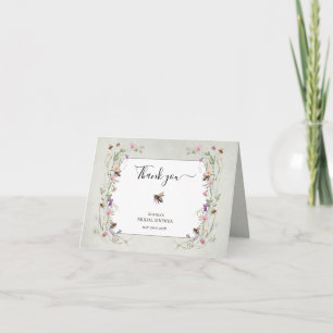 Carte De Remerciements Couronne de fleurs sauvages pour la mariée à la ru