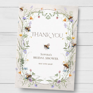 Carte De Remerciements Couronne de fleurs sauvages pour la mariée future
