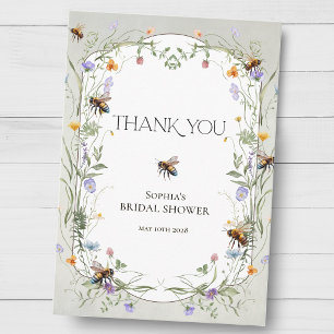 Carte De Remerciements Couronne de fleurs sauvages pour la mariée future